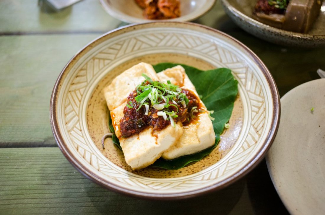 Friterad tofu med smak av porter
